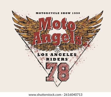 Eagle wing graffiti design. Motorcycle Poster design. Moto angels artwork for apparel, sticker, batch, background, poster and others.