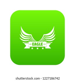 Eagle wing icon green vector isolated on white background