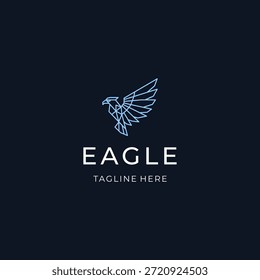Logotipo da arte da linha da asa da águia com linhas dinâmicas que expressam liberdade e poder.