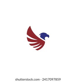 Eagle Wing Logo Vector Simple flat design red and blue