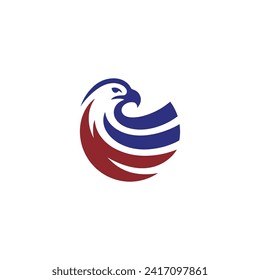 Eagle Wing Logo Vector Simple flat design red and blue