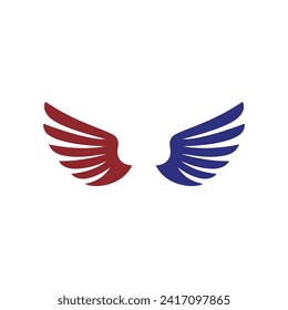 Eagle Wing Logo Vector Simple flat design red and blue