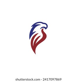 Eagle Wing Logo Vector Simple flat design red and blue