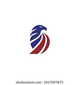 Eagle Wing Logo Vector Simple flat design red and blue