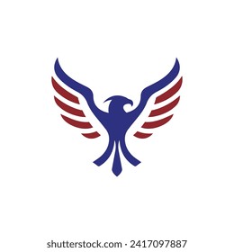 Eagle Wing Logo Vector Simple flat design red and blue