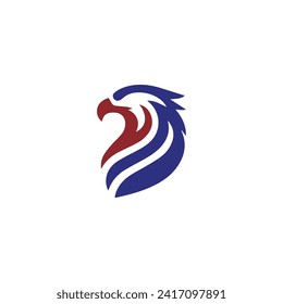 Eagle Wing Logo Vector Simple flat design red and blue