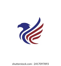 Eagle Wing Logo Vector Simple flat design red and blue