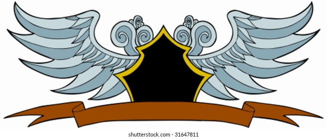 Eagle Winged Shield Banner Crest