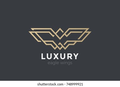 Eagle Wings abstract Logo design vector template Linear style.
Falcon Hawk Luxury Fashion Corporate Business Logotype concept icon.
