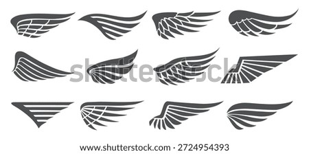 Eagle wings. Army minimal logo icons. Black falcon bird badges collection vector illustration