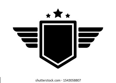 Eagle wings army vector badges. Aviation wing labels. Winged pilot emblems. Label and insignia military illustration