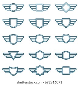 Eagle wings army vector badges. Aviation wing labels. Winged pilot emblems. Label and insignia military illustration