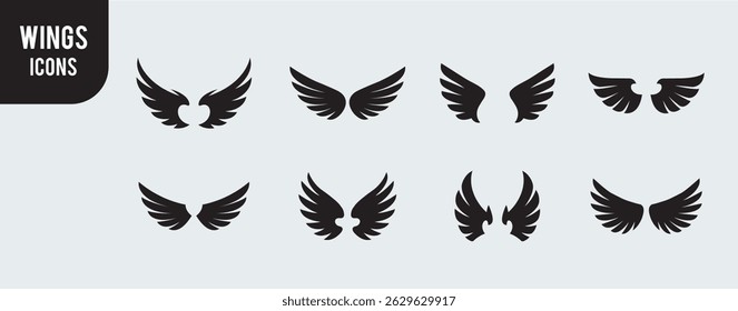 "Eagle Wings and Badges Collection. Retro Aviation Emblems, Tattoos, Labels and Signs."