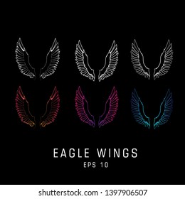 Eagle wings design illustration template ready to customize. Eagle wings in black background. EPS10