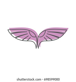 Eagle wings doodle icon vector illustration for design and web isolated on white background. Wings vector object for labels, logos and advertising