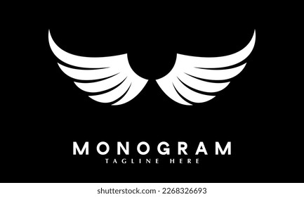 Eagle wings or feather abstract monogram vector logo template