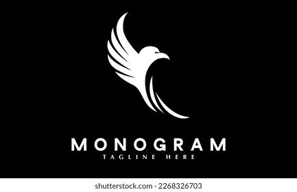 Eagle wings or feather abstract monogram vector logo template