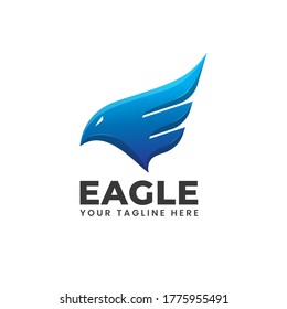 eagle wings fire flame blue abstract modern shape logo template