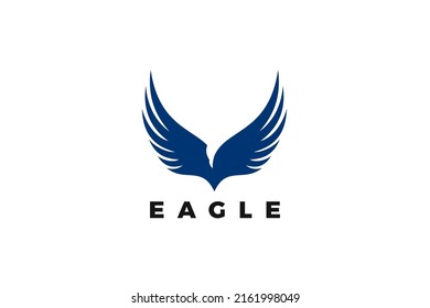 Eagle Wings Logo Bird Abstract Vector Silhouette design templateNegative Space style. Falcon Logotype Heraldic Emblem identity.