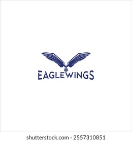 Eagle Wings logo in blue and white background