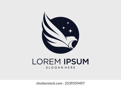 Eagle and wings logo design vector template illustration with creative idea