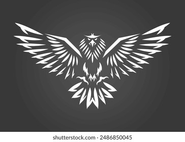 Eagle and wings logo, hawk or bird emblem, furious icon, brave, luxury and adventurous style, for business or company, flying bird