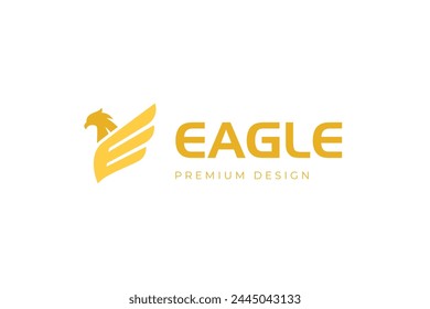 Eagle wings logo icon design with initial letter E graphic symbol for brand or identity branding logo template