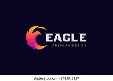 Eagle wings logo icon design with round circle graphic symbol for brand or identity branding logo template
