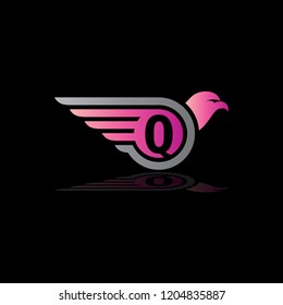 Eagle Wings Logo Initials Q, Q Logo, Bird Letter Q Logo