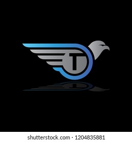 Eagle Wings Logo Initials T, T Logo, Bird Letter T Logo