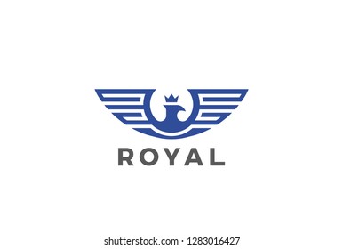 Eagle Wings Logo Royal design silhouette vector template Heraldic Emblem. Falcon Hawk Flying Soaring Geometric Logotype concept icon.
