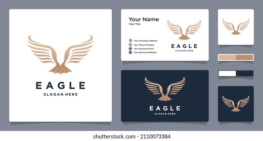 eagle wings logo template design, emblem, design concept, creative symbol with business card design