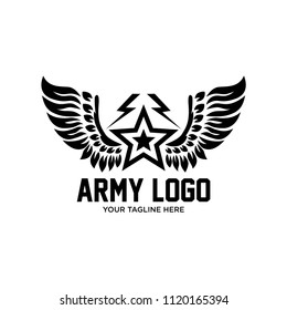 Eagle wings - military label, badges and design elements. Vector illustration.