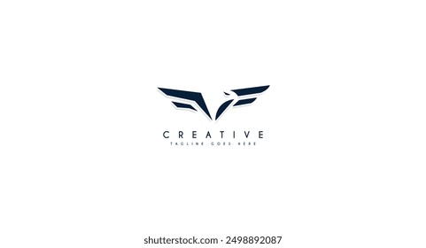 Eagle wings negative space style logo design.