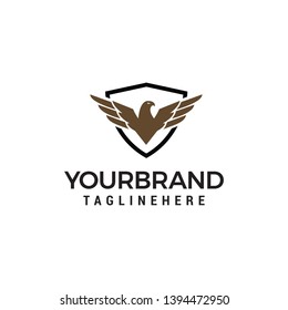 eagle wings shield logo design concept template vector