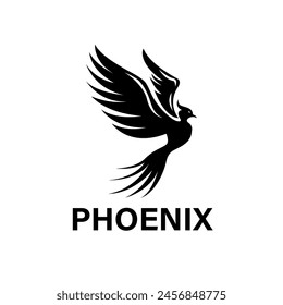 eagle with wings. silhouette of a phoenix logo