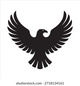 eagle with wings silhouette vector white background