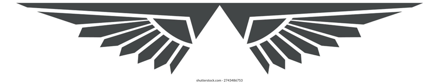 Eagle wings symbol. Black flight and freedom logo