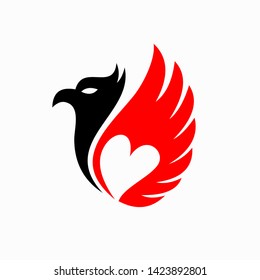 Eagle with wings that form the heart