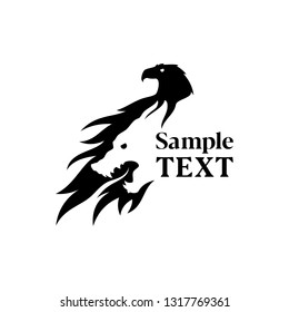 Eagle and wolf silhouette combined in negative space style - vector icon