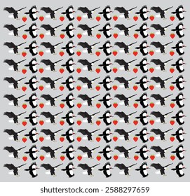 eagle, woodpecker with fruit as a pattern background
