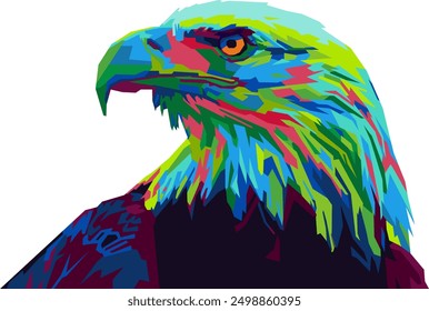 Águila en estilo colorido del arte pop de la envoltura. aislado con el fondo blanco.