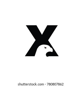 eagle X font logo flat vector template