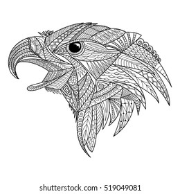 Eagle zentangle style for coloring book for adults