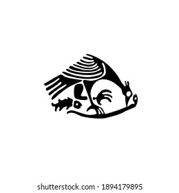Eagle_Snake_Fish Naive Illustration Black white Vector