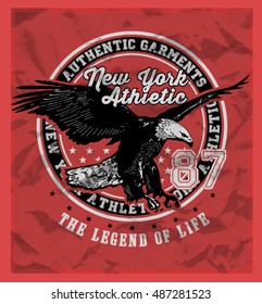 eagle.College graphics for t-shirt,new york varsity