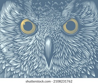 Eagle-owl portrait. Editable hand drawn illustration. Vector vintage engraving. 8 EPS