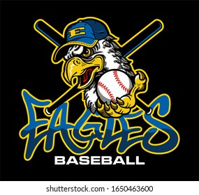 eagles baseball team design with mascot holding ball and crossed bats for school, college or league