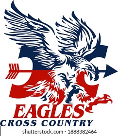 eagles cross country team design with mascot head for school, college or league