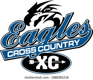 Eagles Cross Country Team Design In Script With Tail For School, College Or League